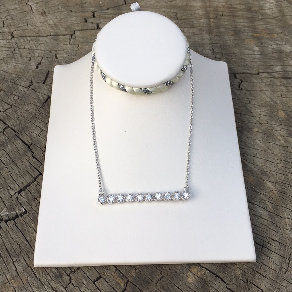 Sterling Silver 10 Line Pendant Necklace